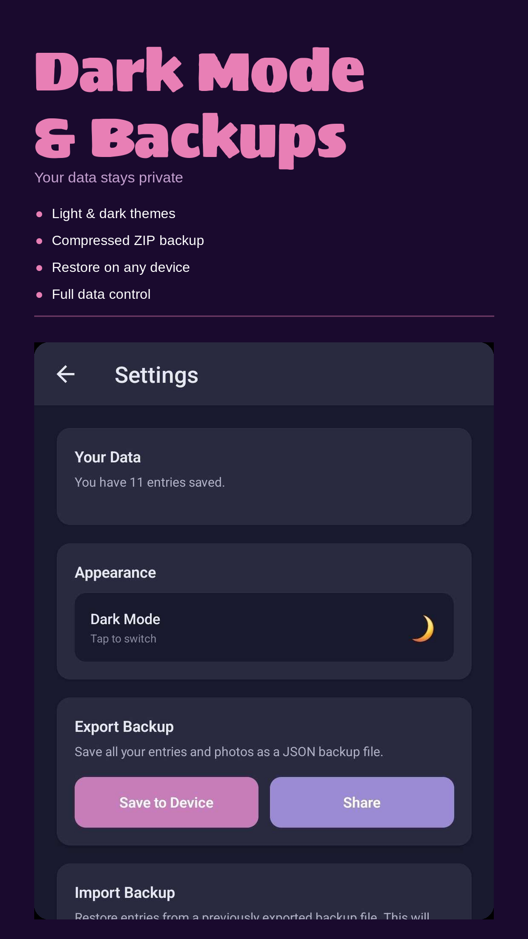 Dark mode settings
